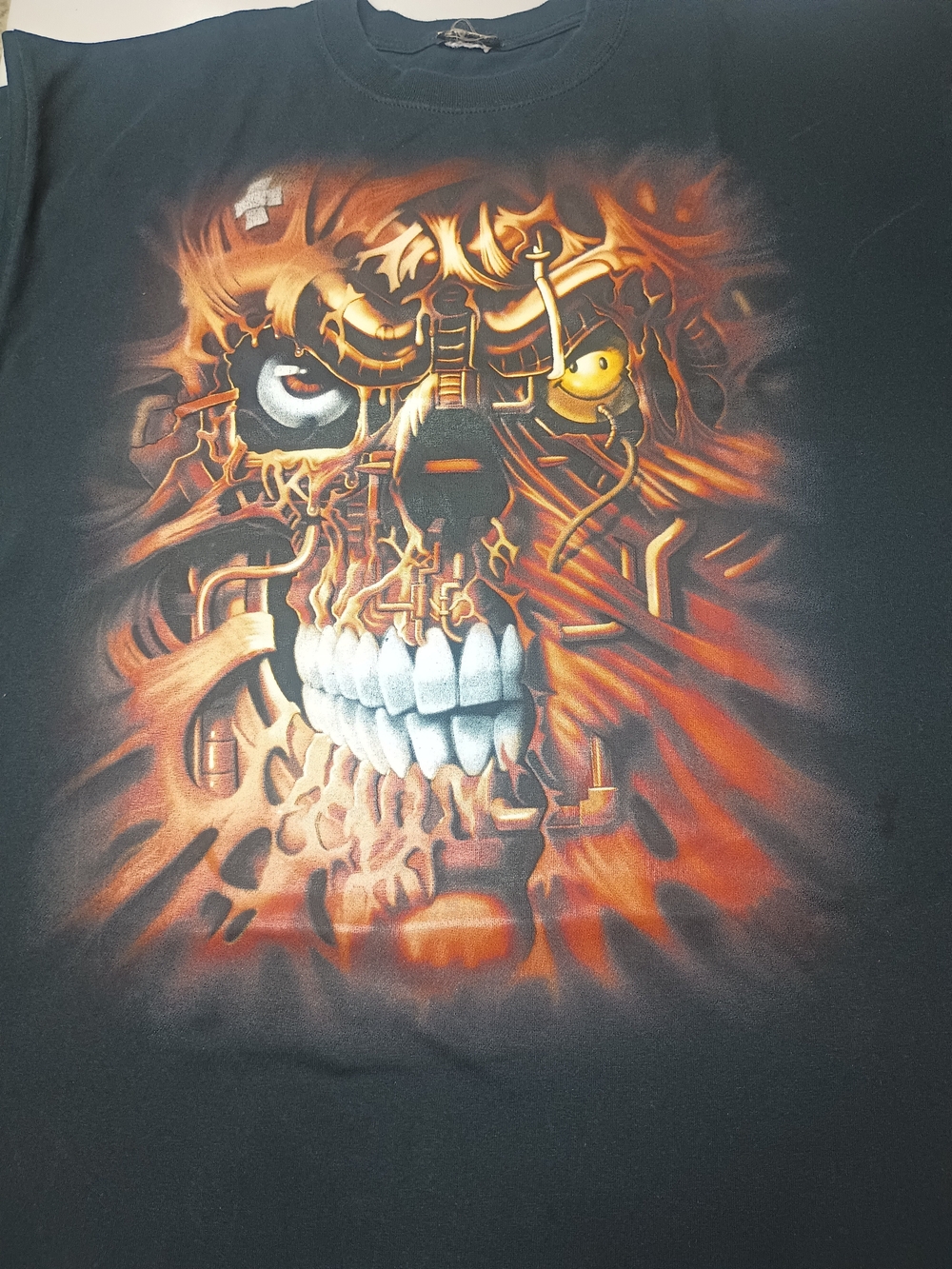 Vintage Liquid Blue Skull Cyborg T Shirt Size XXL